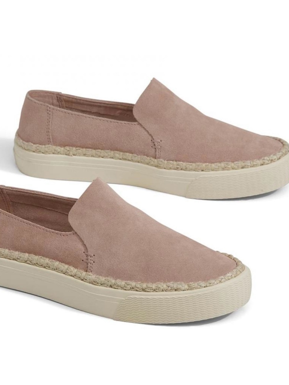 Toms Slip-On Espadrille Sneakers in Blush Suede